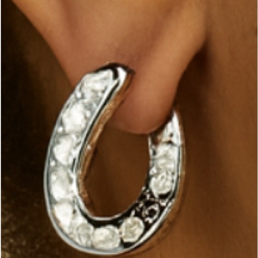Gold and Silver LV Hoop Earrings - Picture 6 of 6
